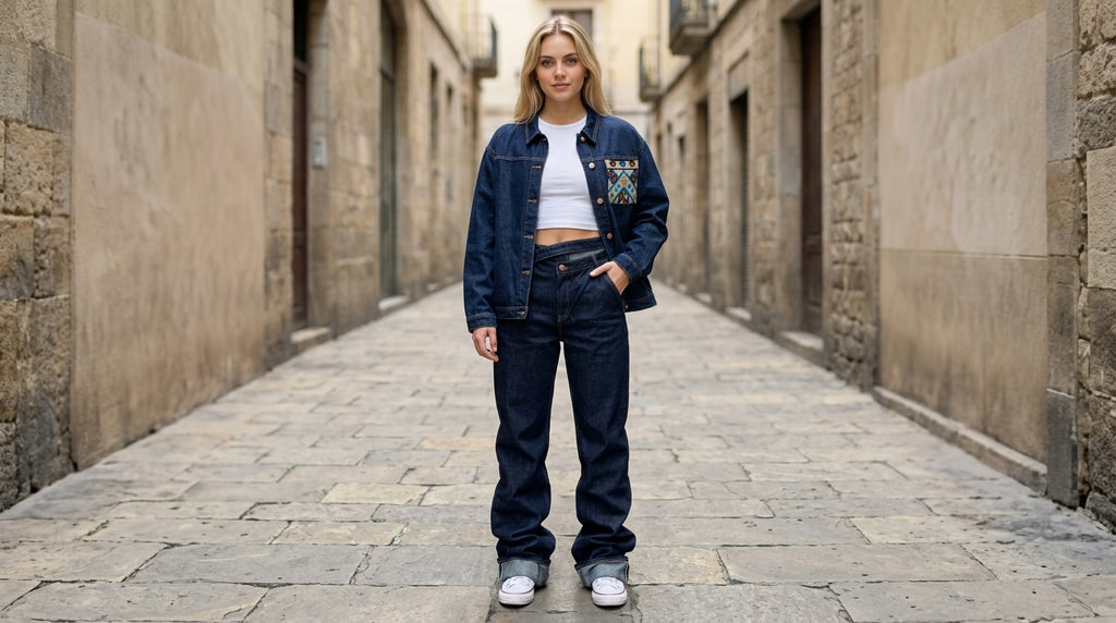 Asymmetrical Cuffed Jeans