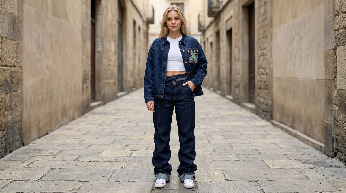 Asymmetrical Cuffed Jeans