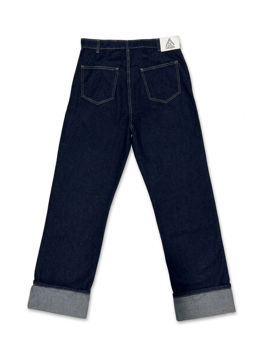 Asymmetrical Cuffed Jeans