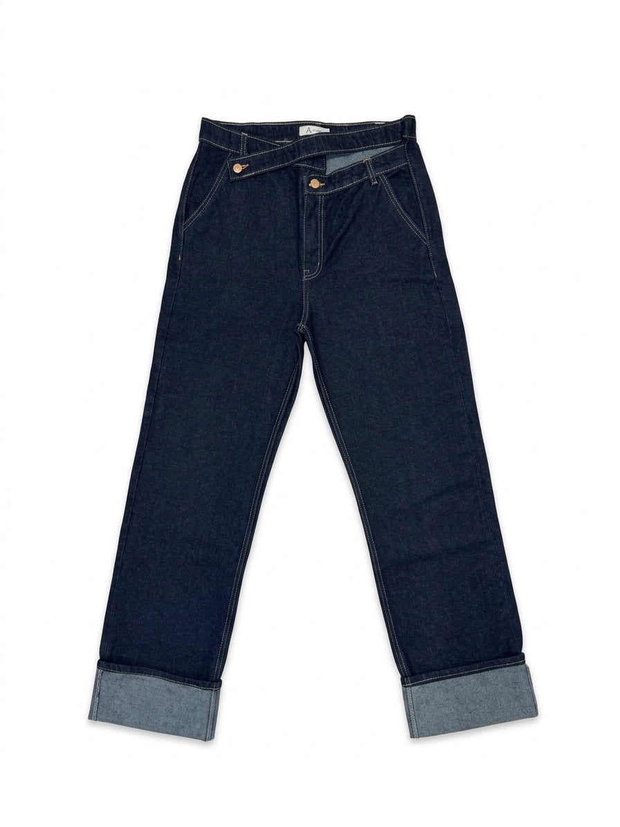 Asymmetrical Cuffed Jeans