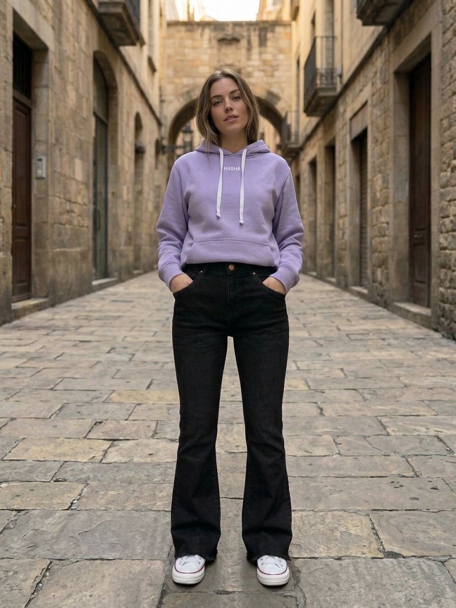 Raw-Hem Flare Jeans